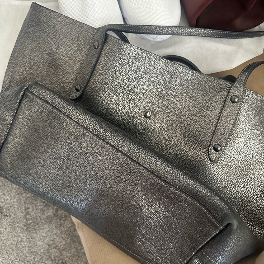 Coach Metallic Gray Tote Bag